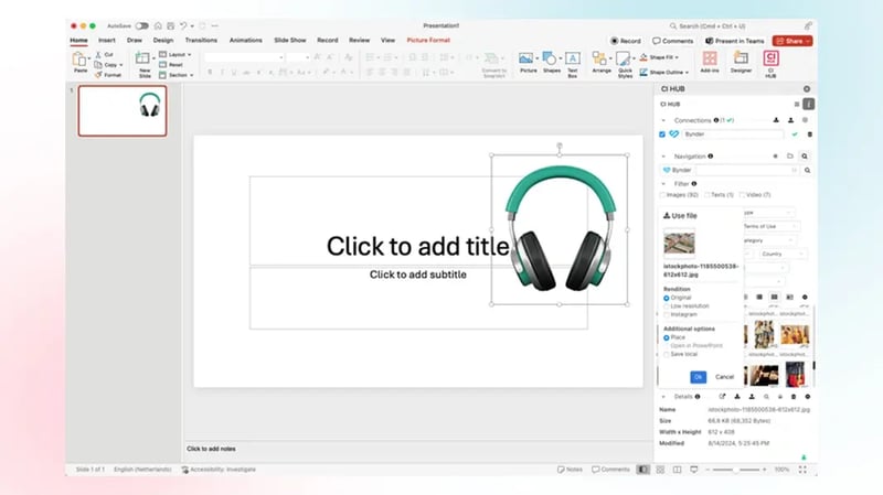 Figma design of video streaming ad with CI HUB panel for asset access.
