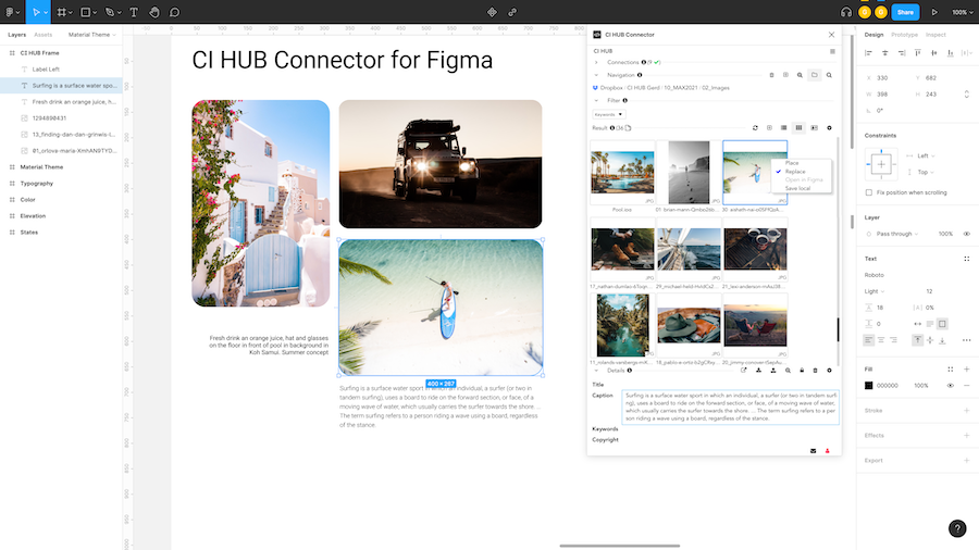 CI HUB Figma context menu